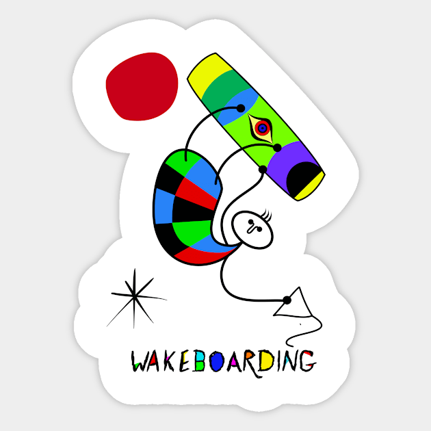 Miro Inspired Wake Boarder Sticker by The Tee Cat